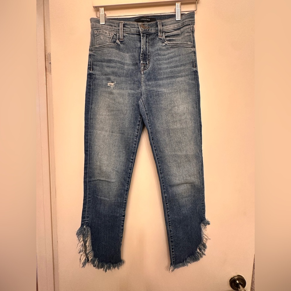 J Brand Women's Cropped Distressed Blue Jeans